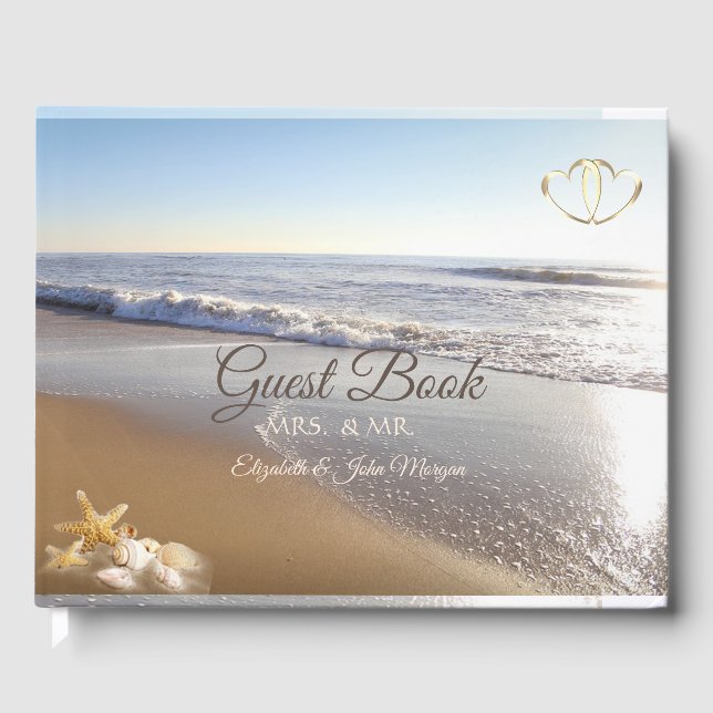 Beach Wedding Seashell String Lights Gästebuch (Vorderseite)