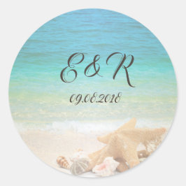 Beach Wedding Seashells Runder Aufkleber