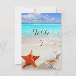 Beach Wedding Seashells Table Card Einladung