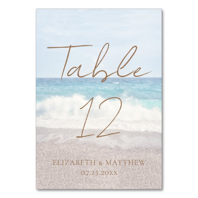 Beach Wedding Seaside/Oceanside Wedding Tischnummer (Vorderseite)