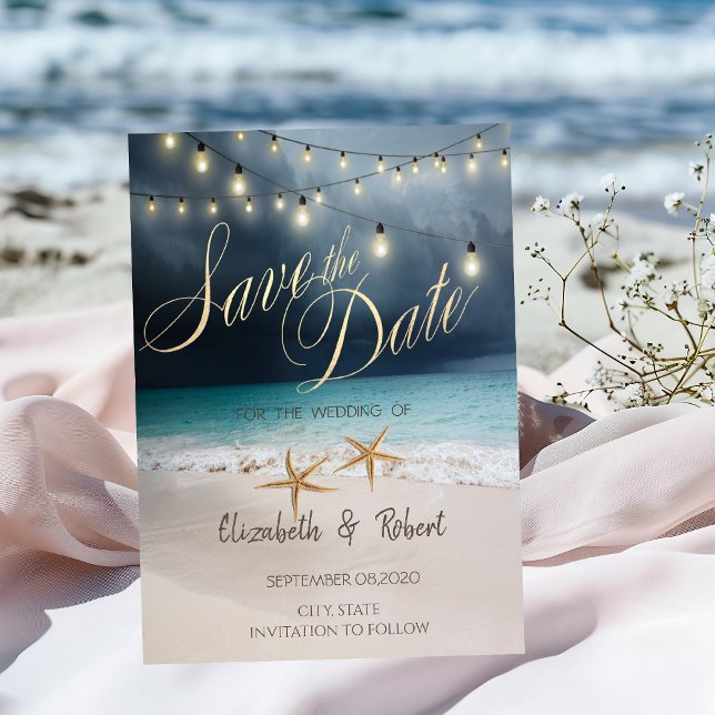 Beach Wedding, Seastar String Lights Save the Date (Von Creator hochgeladen)