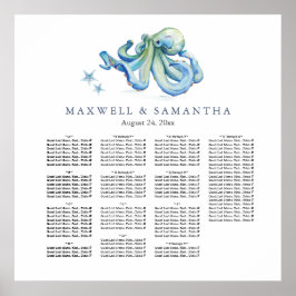 Beach Wedding Seating Chart Templates Poster
