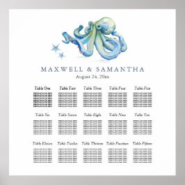 Beach Wedding Seating Chart Templates Poster