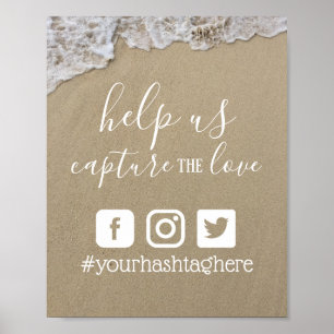 Beach Wedding Social Media Instagram Hashtag Poster