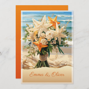 Beach Wedding Starfish Bouquet Einladungskarte Einladung