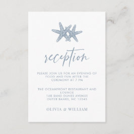 Beach Wedding Starfish Dusty Blue Empfang Begleitkarte