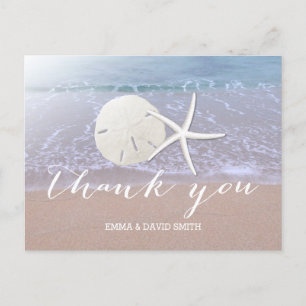 Beach Wedding Starfish & Sand Dollar Vielen Dank Postkarte