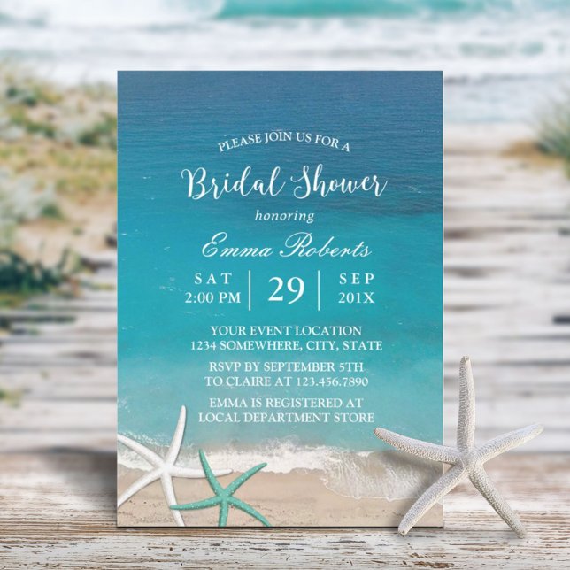 Beach Wedding Starfish Summer Brautparty Einladung (Von Creator hochgeladen)