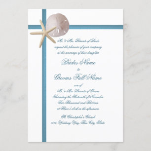 Beach Wedding Starfish und Sand Dollar Blue Einladung