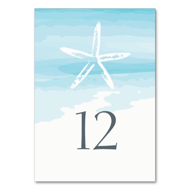 Beach Wedding Table Card Tischnummer (Vorderseite)