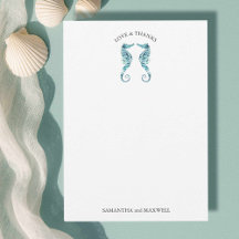 Beach Wedding Thank You Card Seahorses