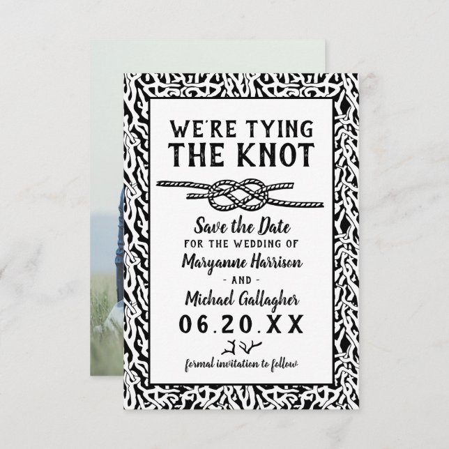 Beach Wedding The Knot Coral Modernes Foto Save The Date (Vorne/Hinten)