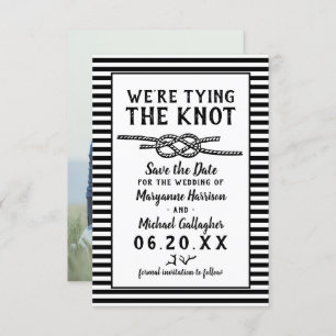 Beach Wedding The Knot Modern Stripes Foto Save The Date