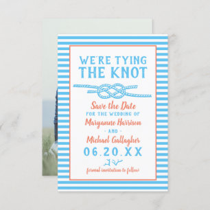 Beach Wedding The Knot Nautical Stripe Foto Save The Date