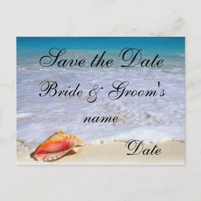 Beach Wedding Thema Save the Date Postkarten (Vorderseite)