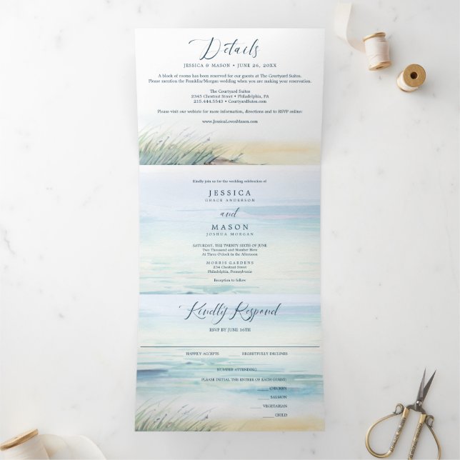 Beach Wedding Tri-Fold Einladungen UAWG (Innenseite)