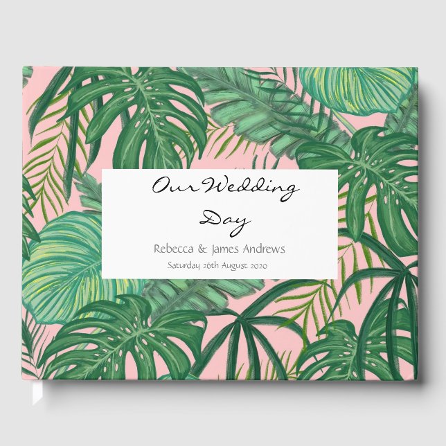Beach Wedding Tropical Palm Blätter Gästebuch (Vorderseite)