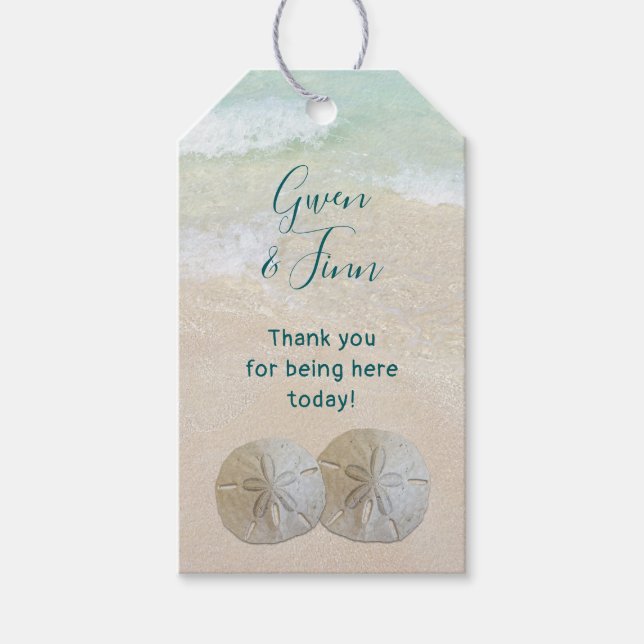 Beach Wedding Two Sand Dollars Liebesmarken Geschenkanhänger (Vorderseite)