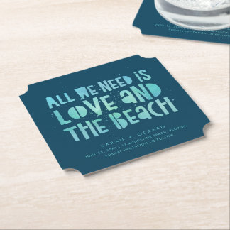 Beach Wedding Typography Wedding Save the Date Untersetzer