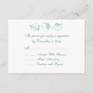 Beach Wedding UAWG Blue Seashells RSVP Karte