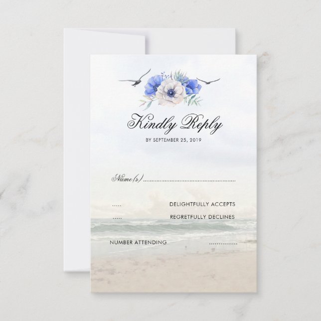 Beach Wedding UAWG RSVP Karte (Vorderseite)
