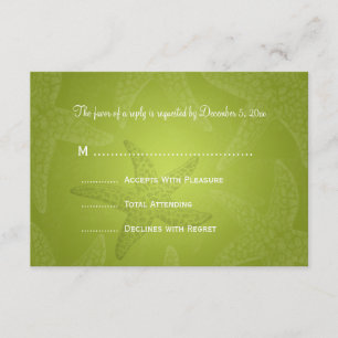 Beach Wedding UAWG Starfish Lime Green RSVP Karte