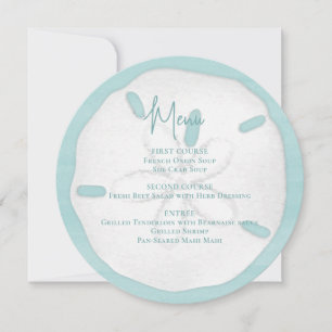 Beach Wedding Watercolor Sand Dollar Menü Einladung