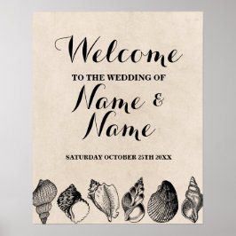 Beach Wedding Welcome Poster Muscheln Ozean
