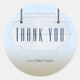 Beach Wedding White Wood Schildkröten Gunst Sticke Runder Aufkleber