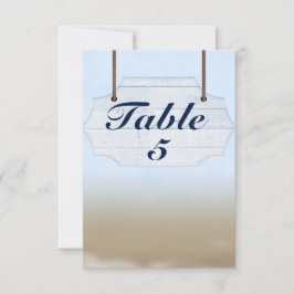 Beach Wedding White Wood Sign Tischnummer Card