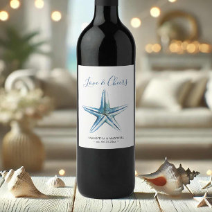 Beach Wedding Wine Labels Starfish Weinetikett