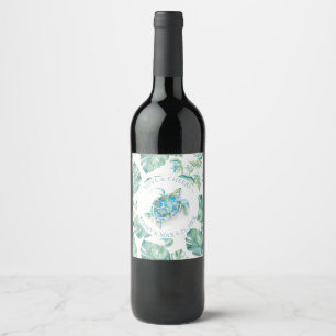 Beach Wedding Wine Labels Tropical Weinetikett