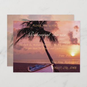 Beach Wedelpalme, Sonnenuntergang, Probe-Dinner Einladung