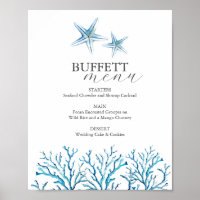 Beach Wedett Buffet Sign Wasserfarbe Starfish