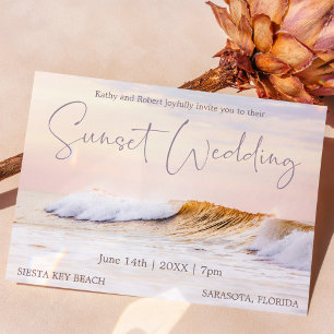 BEACH WEDING INVITATION CARD OCEAN WAVES SUNSET EINLADUNG