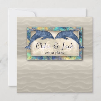 Beach Wedite Dolphin Luau Party Nautical Einladung