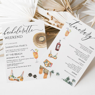 Beach Weekend Away Bachelorette Brautparty Einladung