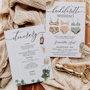 Beach Weekend Bikini Bachelorette Brautparty Einladung