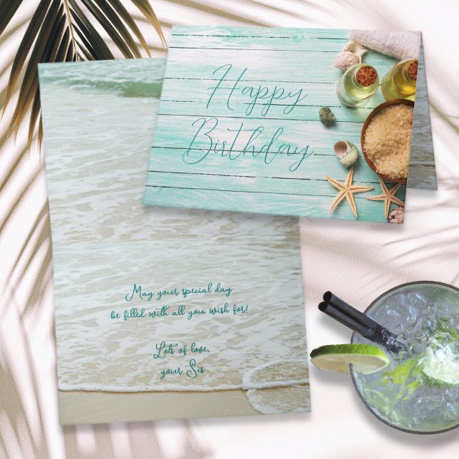 Beach Wellness-Center Happy Birthday Custom Messag Karte (Von Creator hochgeladen)
