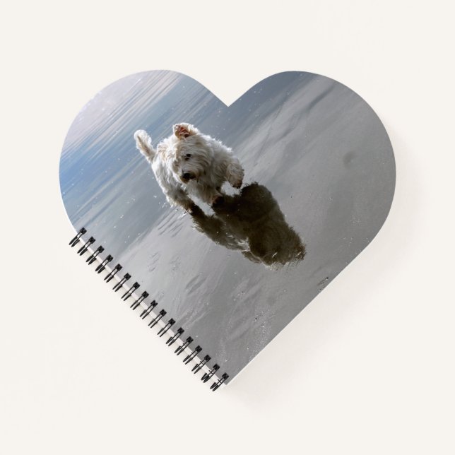 Beach Westie Reflection Foto Notebook Notizbuch (Vorderseite)