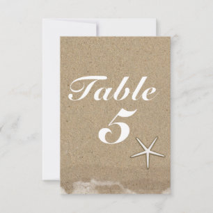 Beach Wet Sand & Starfish Party Tischnummer Card