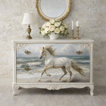 Beach White Horse Decoupage