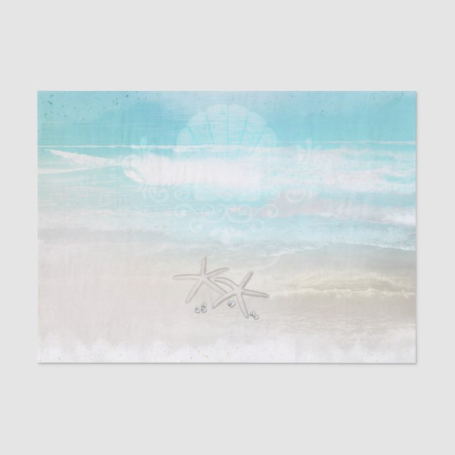 Beach White Starfish Elegante Sommerhochzeit Seidenpapier (Vorderseite)