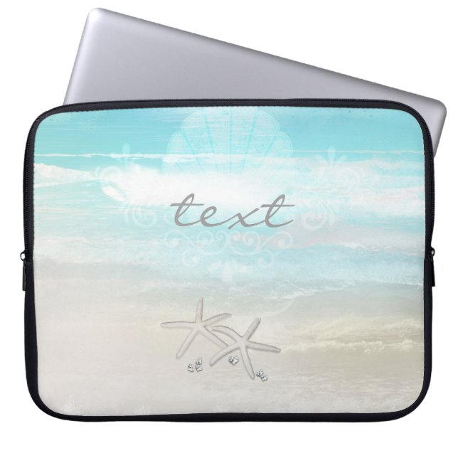 Beach White Starfish Eleganter Sommer-Chic Tropica Laptopschutzhülle (Vorderseite)