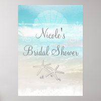 Beach White Starfish Elegantes Party Banner Poster
