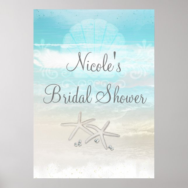 Beach White Starfish Elegantes Party Banner Poster (Vorne)