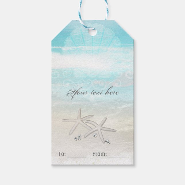 Beach White Starfish Elegantes Summer Gastgeschenk Geschenkanhänger (Vorderseite)