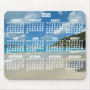 Beach Yearly Calendar 2021 Mouse Pads Mousepad