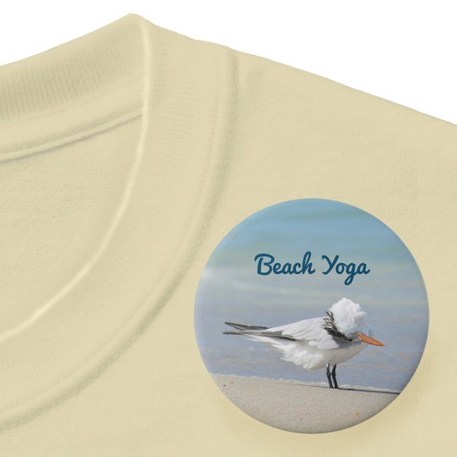 Beach Yoga Royal Tern Funny Bird Button (Von Creator hochgeladen)