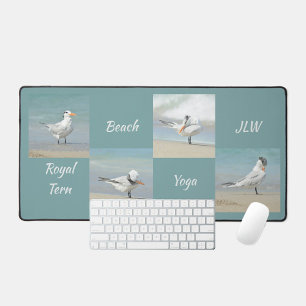 Beach Yoga Seabirds Terns Fotografisch Schreibtischunterlage